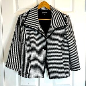 ❤️ Jones New York wool blend jacket leather trim one button women’s 12